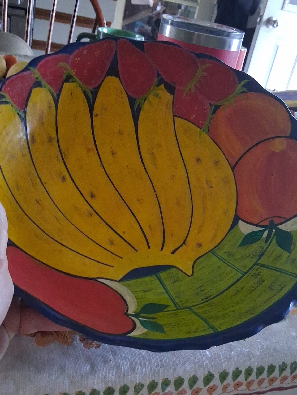 Talavera mexico Hand-Painted Fruit Bowl - Yellow Banana Design